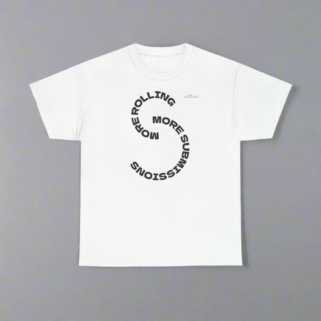 White Jiu Jitsu t-shirt with black text design on a white background