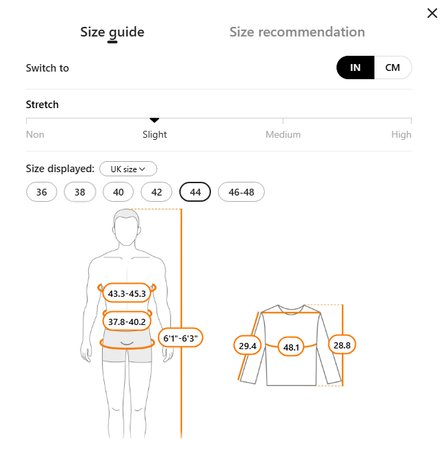 XX Large Long Sleeve High Neck Rash Guard Size Guide