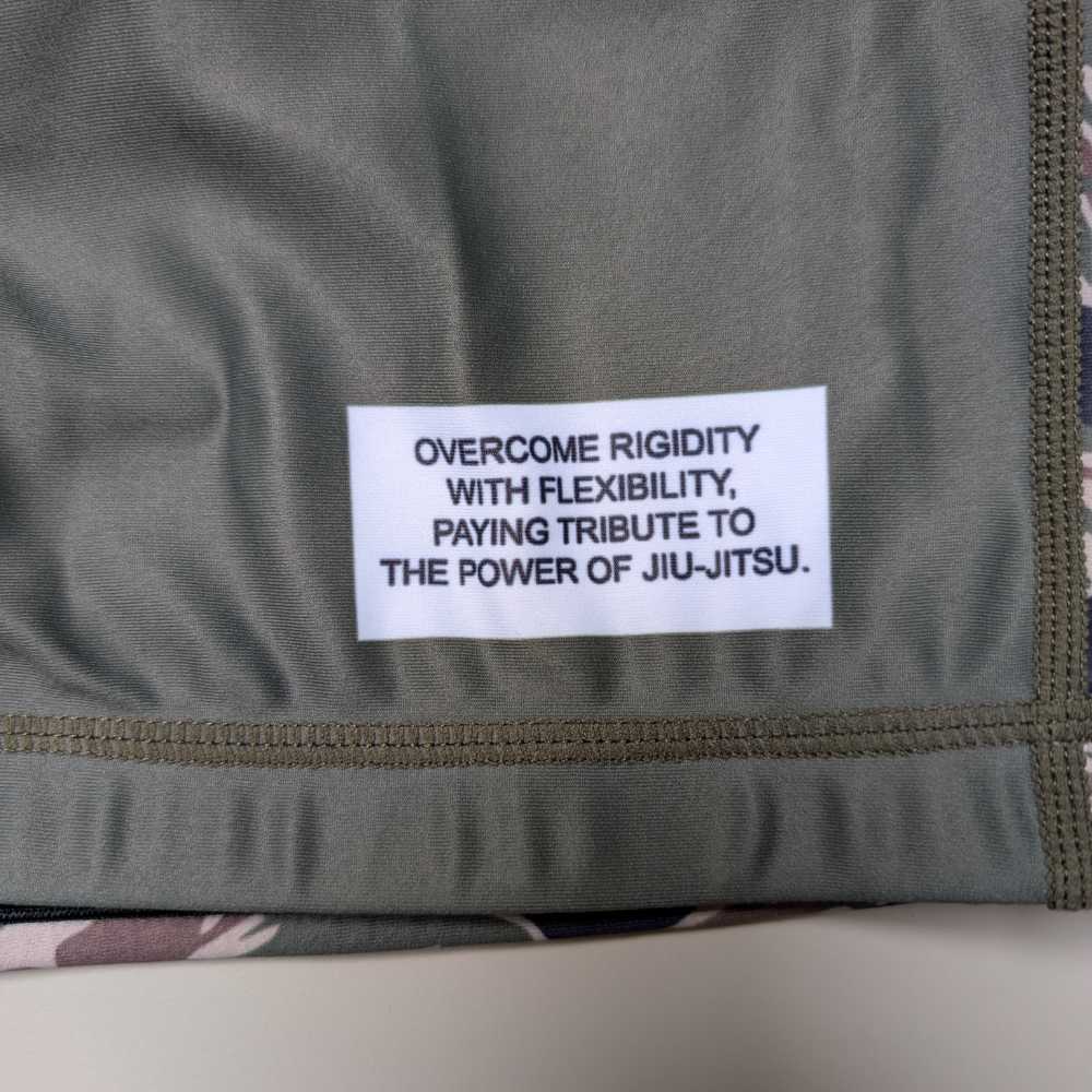 Text on a green fabric background with motivational quote about Jiu-Jitsu.