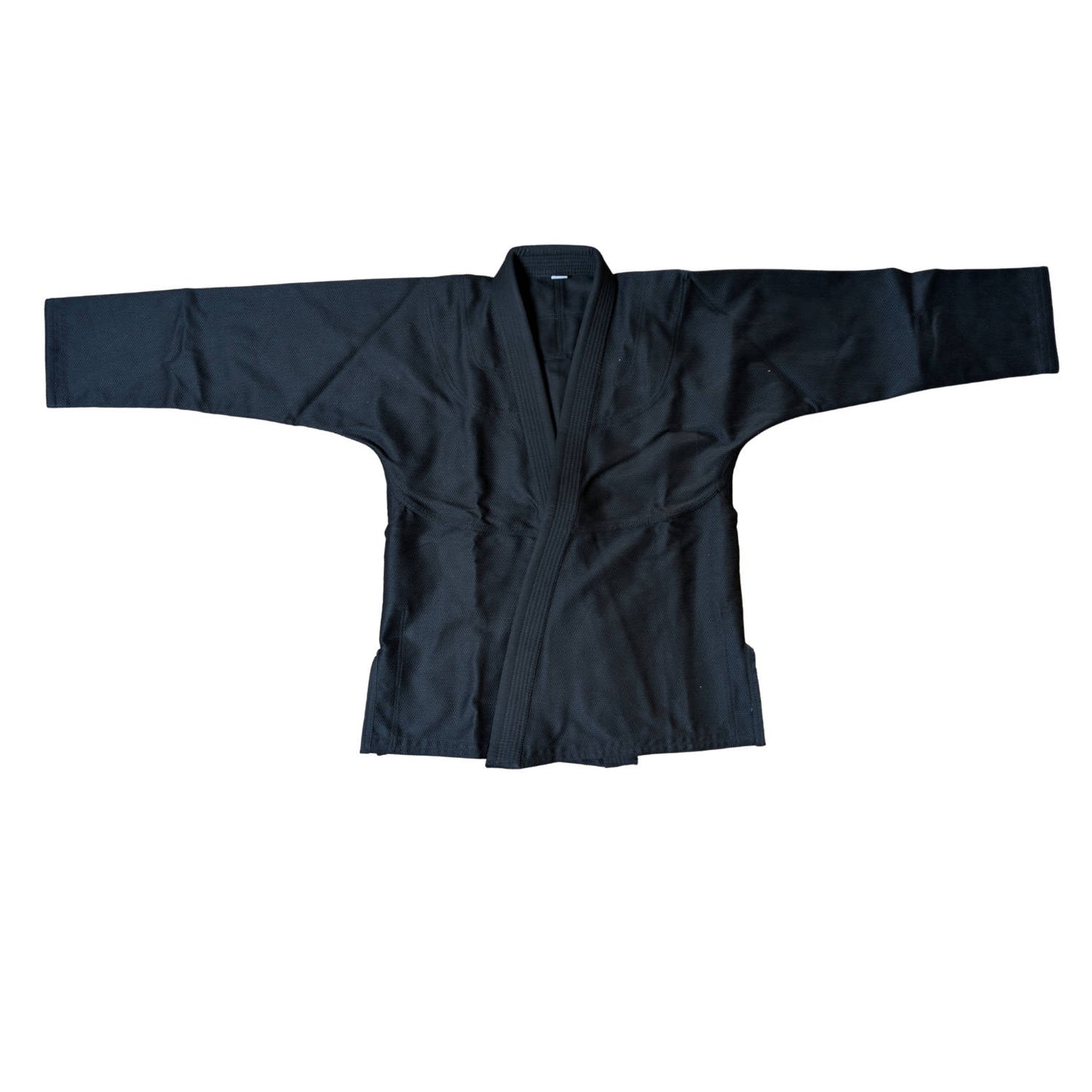 Black BJJ gi front on a white background