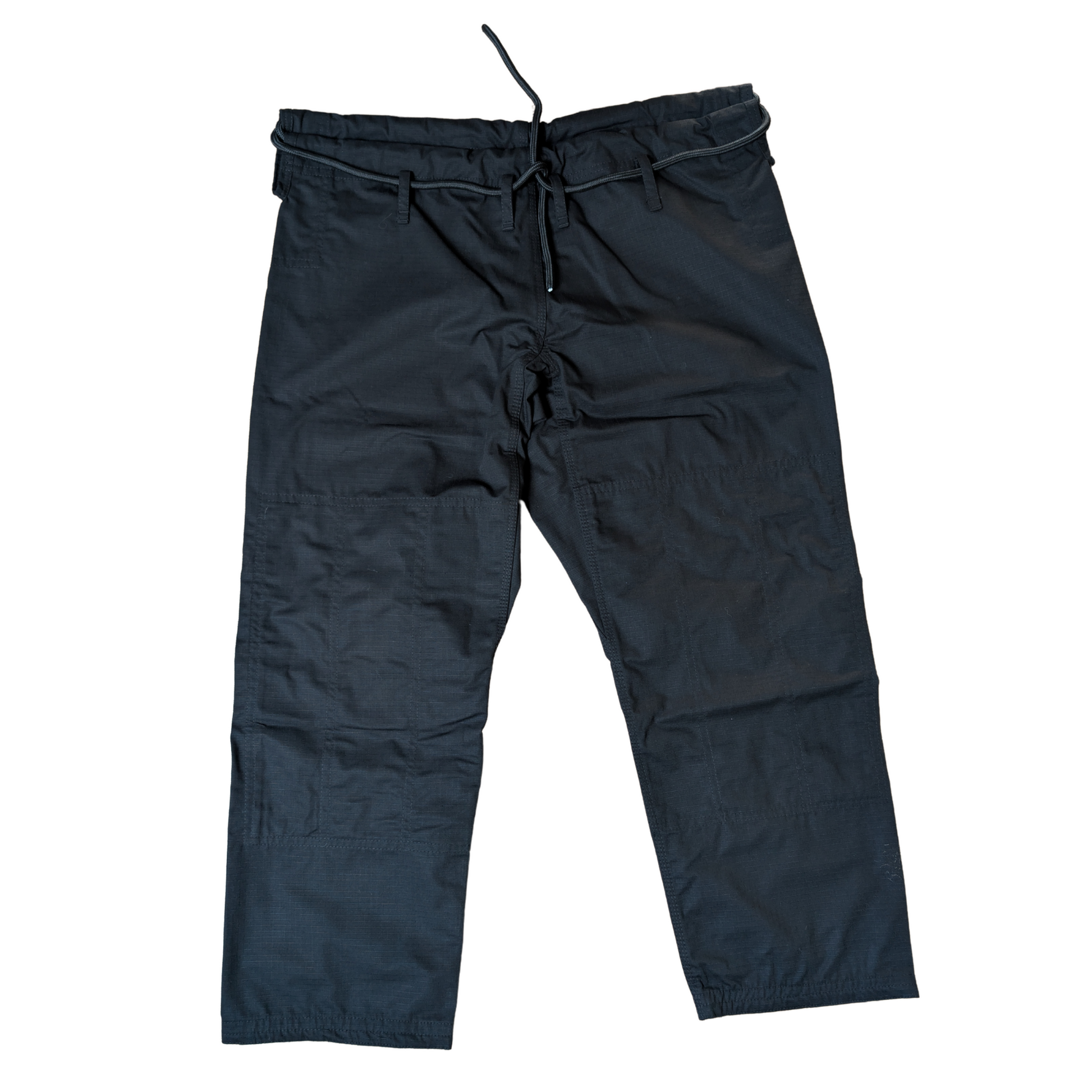 Raven black Jiu Jitsu gi trousers front shot on a white background