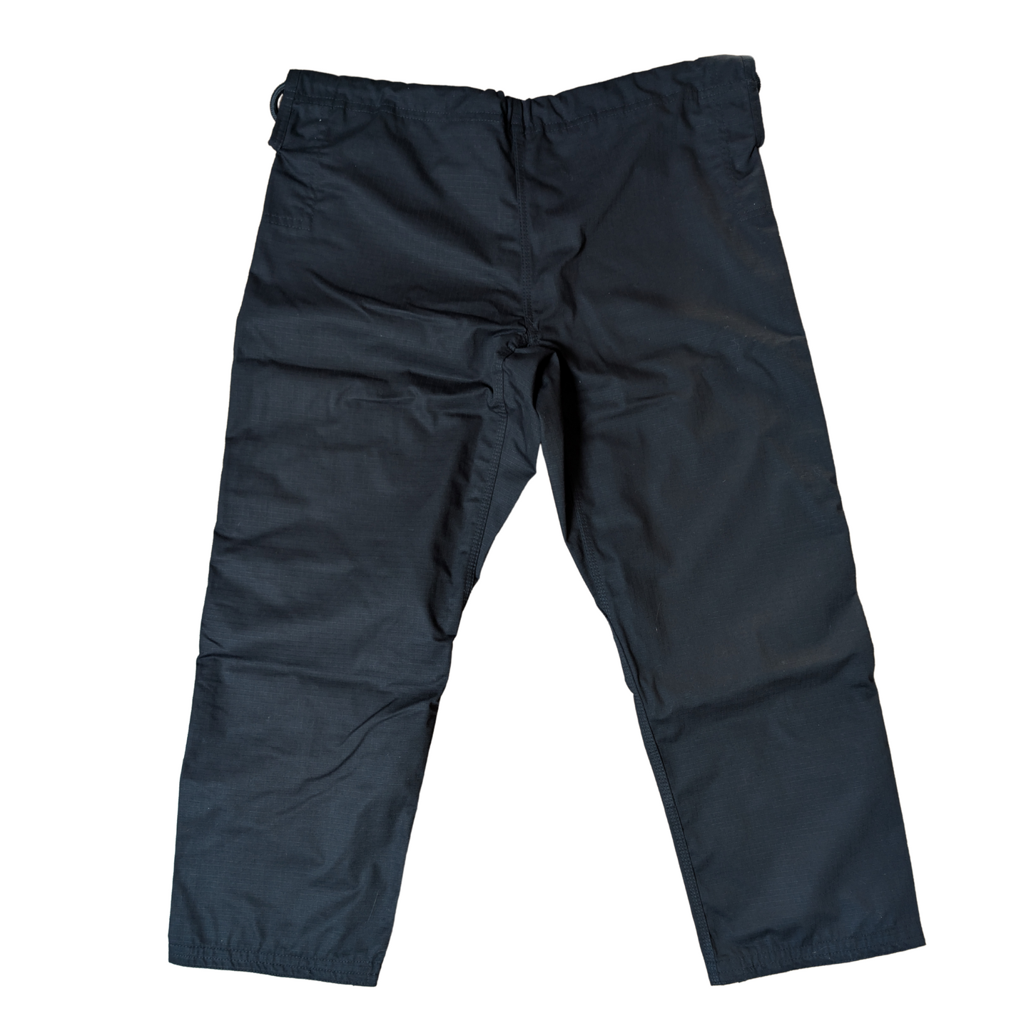 Raven black BJJ gi pants rear view on a white background