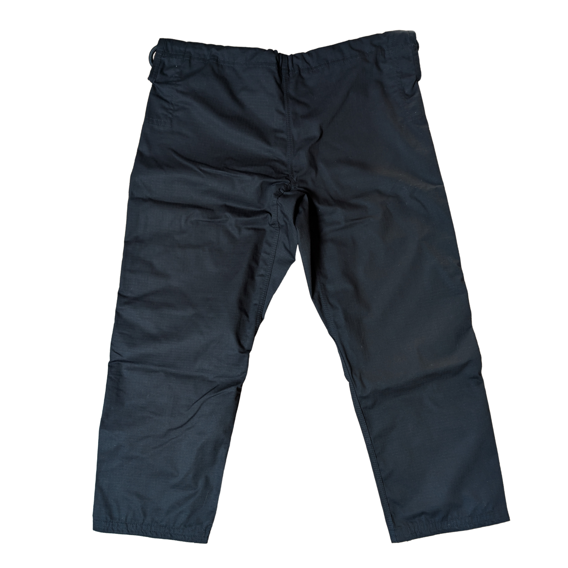 Raven black BJJ gi pants rear view on a white background